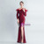 In Stock:Ship in 48 Hours Burgundy Long Sleeve Sequins Feather Party Dress