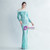 In Stock:Ship in 48 Hours Mint Green Long Sleeve Sequins Feather Party Dress