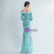 In Stock:Ship in 48 Hours Mint Green Long Sleeve Sequins Feather Party Dress