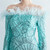 In Stock:Ship in 48 Hours Mint Green Long Sleeve Sequins Feather Party Dress