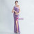 In Stock:Ship in 48 Hours Purple Mermaid One Shoulder Feather Party Dress