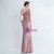 In Stock:Ship in 48 Hours Pink Mermaid One Shoulder Feather Party Dress