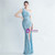 In Stock:Ship in 48 Hours Sky Blue Mermaid One Shoulder Feather Party Dress