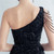 In Stock:Ship in 48 Hours Black One Shoulder Sequins Feather Party Dress