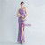 In Stock:Ship in 48 Hours Purple One Shoulder Sequins Feather Party Dress