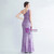 In Stock:Ship in 48 Hours Purple One Shoulder Sequins Feather Party Dress