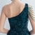 In Stock:Ship in 48 Hours Green One Shoulder Sequins Feather Party Dress