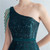 In Stock:Ship in 48 Hours Green One Shoulder Sequins Feather Party Dress