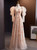 Pink Tulle Sequins Strapless Long Sleeve Prom Dress