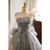 Gray Tulle Spaghetti Straps Flower Prom Dress