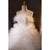 White Tulle Tiers Strapless Pearls Wedding Dress