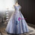 Blue Ball Gown Tulle Sequins Off the Shoulder Beading Prom Dress