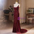 Burgundy Mermaid Sequins Spaghetti Straps Prom Dress