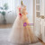 Champagne Tulle Strapless Flower Prom Dress