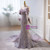 Purple Mermaid Sequins Spaghetti Straps Bow Prom Dress