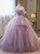 Purple Tulle Strapless Pleats Pearls Quinceanera Dress