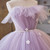 Purple Tulle Strapless Pleats Pearls Quinceanera Dress