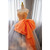 Gray Orange Tulle Strapless Pleats Beading Quinceanera Dress