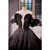 Black Ball Gown Short Sleeve Pearls Quinceanera Dress