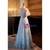 Blue Tulle Sequins Beading Prom Dress