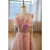 Pink Tulle Sequins Spaghetti Straps Feather Prom Dress