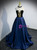 Navy Blue Satin Sweetheart Prom Dress