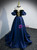 Navy Blue Satin Sweetheart Prom Dress