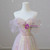 A-Line Pink Tulle Sequins Off the Shoulder Prom Dress