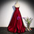 Burgundy Satin Black Tulle Sweetheart Prom Dress