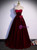 Burgundy Velvet Strapless Prom Dress