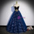 Fashion Blue Tulle Sequins Beading Off the Shoulder Prom Dress