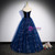 Fashion Blue Tulle Sequins Beading Off the Shoulder Prom Dress