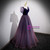 Purple Tulle Sequins Short Sleeve Prom Dress