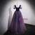 Purple Tulle Sequins Short Sleeve Prom Dress