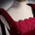 Burgundy Velvet Straps Beading Prom Dress