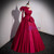 Burgundy One Shoulder Pleats Prom Dress