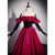 Burgundy Strapless Pleats Black Velvet Prom Dress