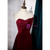 Burgundy Velvet Sequins Strapless Prom Dress