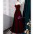 Burgundy Velvet Sequins Strapless Prom Dress