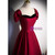 Burgundy Satin Strapless Prom Dress With Detachable Sleeve