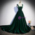 Green Velvet Straps Beading Prom Dress