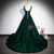 Green Velvet Straps Beading Prom Dress