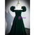 Green Velvet Square Short Sleeve Prom Dress