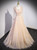 Champagne Tulle Sequins Long Sleeve Prom Dress