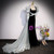 Black Mermaid Square Neck Puff Sleeve Prom Dress
