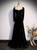 Black Velvet Long Sleeve Square Beading Prom Dress