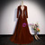 Long Sleeve Square Velvet Appliques Prom Dress