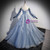 Blue Tulle Long Sleeve Off the Shoulder Prom Dress