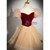 Champagne Tulle Burgundy Velvet Prom Dress