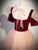 Champagne Tulle Sequins Burgundy Velvet Short Sleeve Prom Dress